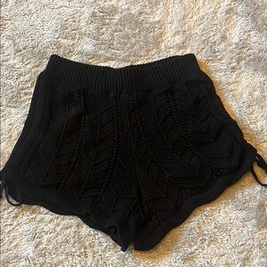 Black Knit Women's Shorts